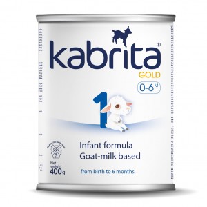 Kabrita GOLD 1 dirbtiniai sausas pieno mišinys iš ožkos pieno pagrindo , skirtas patogiam virškinimui 0–6 mėnesių vaikams.