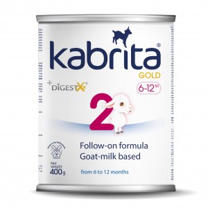 Kabrita Gold 2 tolimesnis dirbtinis sausas mišinys iš ožkos pieno pagrindu , skirtas patogiam virškinimui nuo 6–12 mėnesių vaikams.