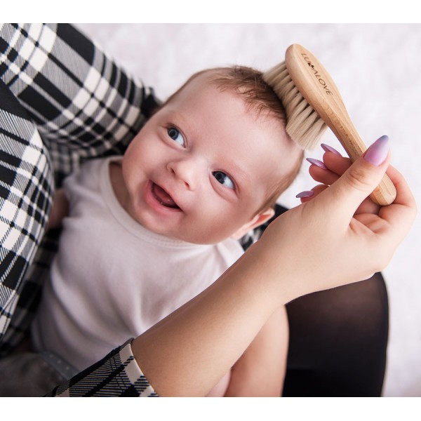 Lullalove Baby šepetys / šukos su natūraliais švelniais šereliais