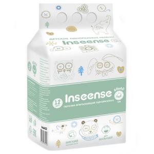 Inseense 60х40 cm 12 vnt. Vienkartinės kūdikių higieniniai paklotai